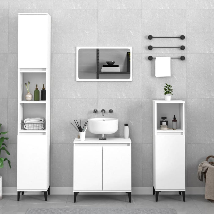 vidaXL 3 Piece Bathroom Furniture Set White Engineered Wood