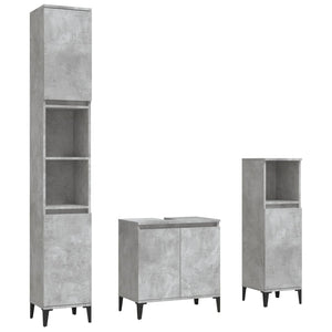 vidaXL 3 Piece Bathroom Furniture Set Concrete Grey Engineered Wood