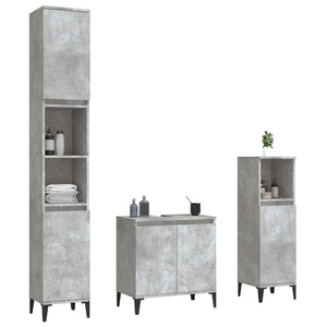 vidaXL 3 Piece Bathroom Furniture Set Concrete Grey Engineered Wood