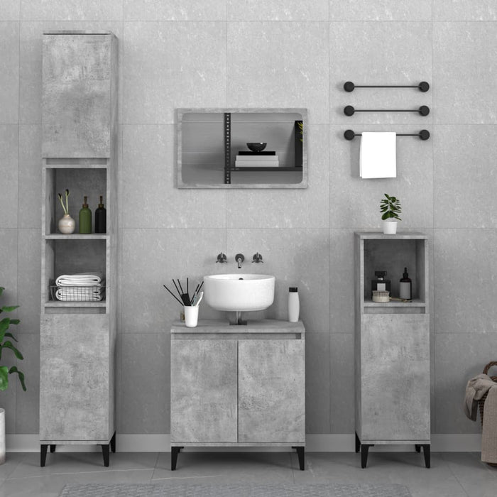 vidaXL 3 Piece Bathroom Furniture Set Concrete Grey Engineered Wood