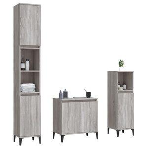 vidaXL 3 Piece Bathroom Furniture Set Grey Sonoma Engineered Wood