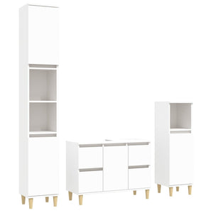 vidaXL 3 Piece Bathroom Furniture Set White Engineered Wood