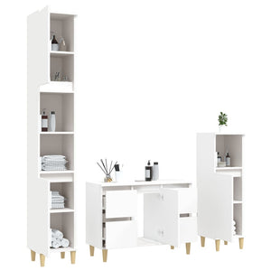 vidaXL 3 Piece Bathroom Furniture Set White Engineered Wood