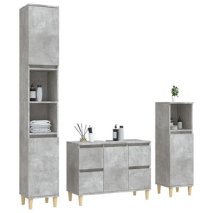 vidaXL 3 Piece Bathroom Furniture Set Concrete Grey Engineered Wood