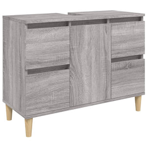 vidaXL 3 Piece Bathroom Furniture Set Grey Sonoma Engineered Wood