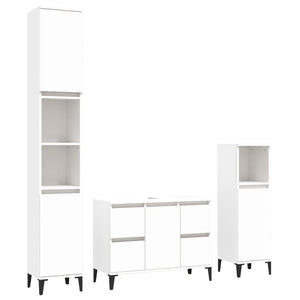 vidaXL 3 Piece Bathroom Furniture Set White Engineered Wood