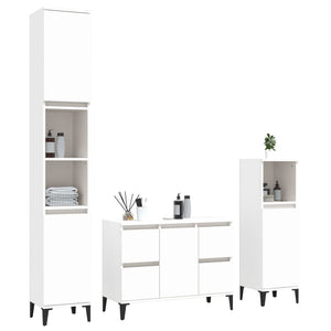 vidaXL 3 Piece Bathroom Furniture Set White Engineered Wood