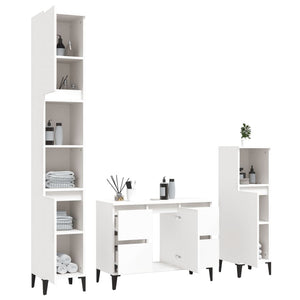 vidaXL 3 Piece Bathroom Furniture Set White Engineered Wood