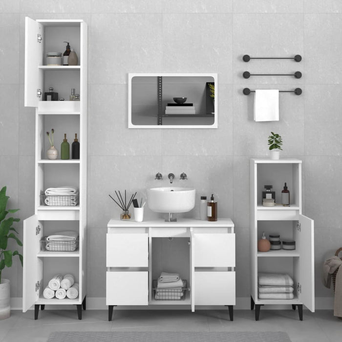 vidaXL 3 Piece Bathroom Furniture Set White Engineered Wood