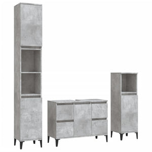 vidaXL 3 Piece Bathroom Furniture Set Concrete Grey Engineered Wood