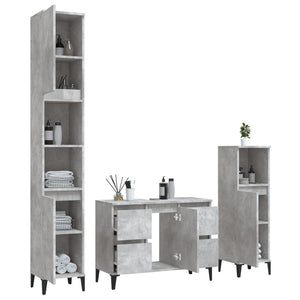 vidaXL 3 Piece Bathroom Furniture Set Concrete Grey Engineered Wood