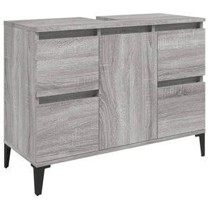 vidaXL 3 Piece Bathroom Furniture Set Grey Sonoma Engineered Wood