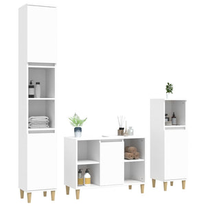 vidaXL 3 Piece Bathroom Furniture Set White Engineered Wood