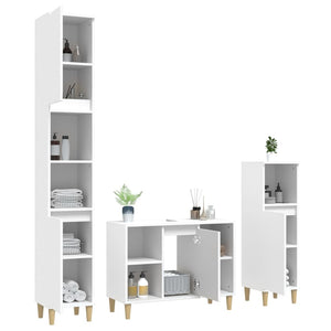 vidaXL 3 Piece Bathroom Furniture Set White Engineered Wood