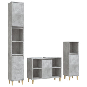 vidaXL 3 Piece Bathroom Furniture Set Concrete Grey Engineered Wood