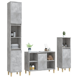 vidaXL 3 Piece Bathroom Furniture Set Concrete Grey Engineered Wood