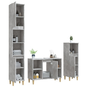 vidaXL 3 Piece Bathroom Furniture Set Concrete Grey Engineered Wood