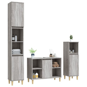 vidaXL 3 Piece Bathroom Furniture Set Grey Sonoma Engineered Wood