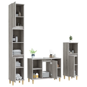 vidaXL 3 Piece Bathroom Furniture Set Grey Sonoma Engineered Wood