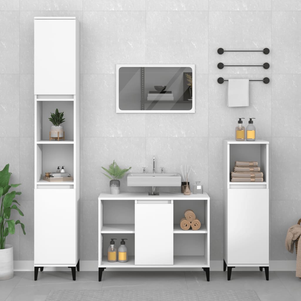 vidaXL 3 Piece Bathroom Furniture Set White Engineered Wood