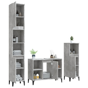 vidaXL 3 Piece Bathroom Furniture Set Concrete Grey Engineered Wood