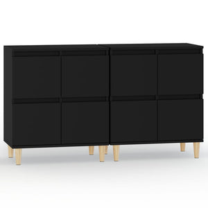 vidaXL Sideboards 2 pcs Black 60x35x70 cm Engineered Wood