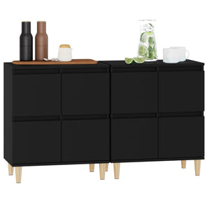 vidaXL Sideboards 2 pcs Black 60x35x70 cm Engineered Wood