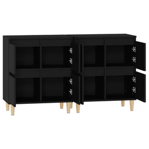 vidaXL Sideboards 2 pcs Black 60x35x70 cm Engineered Wood