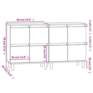 vidaXL Sideboards 2 pcs Black 60x35x70 cm Engineered Wood