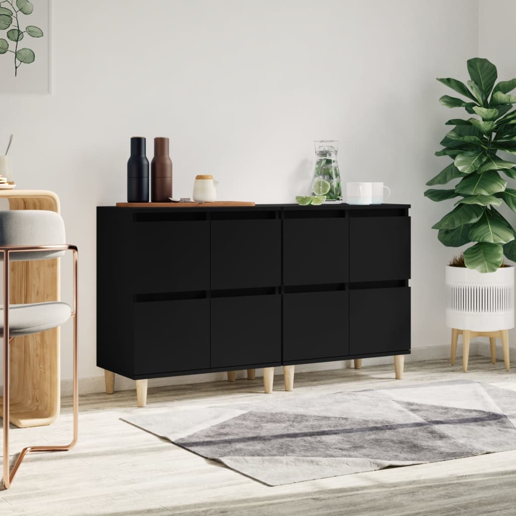 vidaXL Sideboards 2 pcs Black 60x35x70 cm Engineered Wood