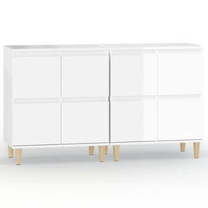 vidaXL Sideboards 2 pcs High Gloss White 60x35x70 cm Engineered Wood