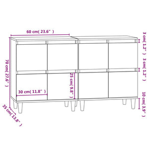 vidaXL Sideboards 2 pcs High Gloss White 60x35x70 cm Engineered Wood