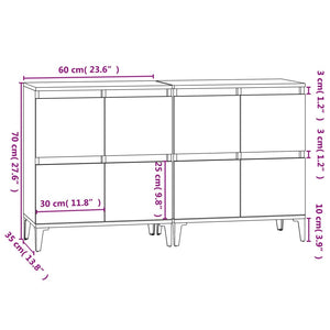 vidaXL Sideboards 2 pcs White 60x35x70 cm Engineered Wood