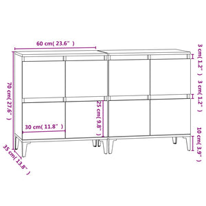 vidaXL Sideboard 2 pcs Concrete Grey 60x35x70 cm Engineered Wood