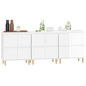 vidaXL Sideboards 3 pcs High Gloss White 60x35x70 cm Engineered Wood