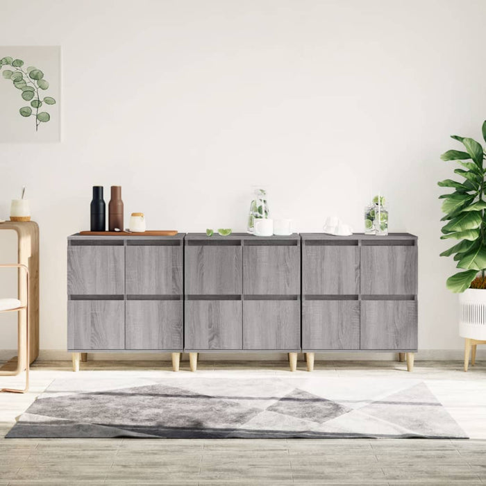 vidaXL Sideboards 3 pcs Grey Sonoma 60x35x70 cm Engineered Wood