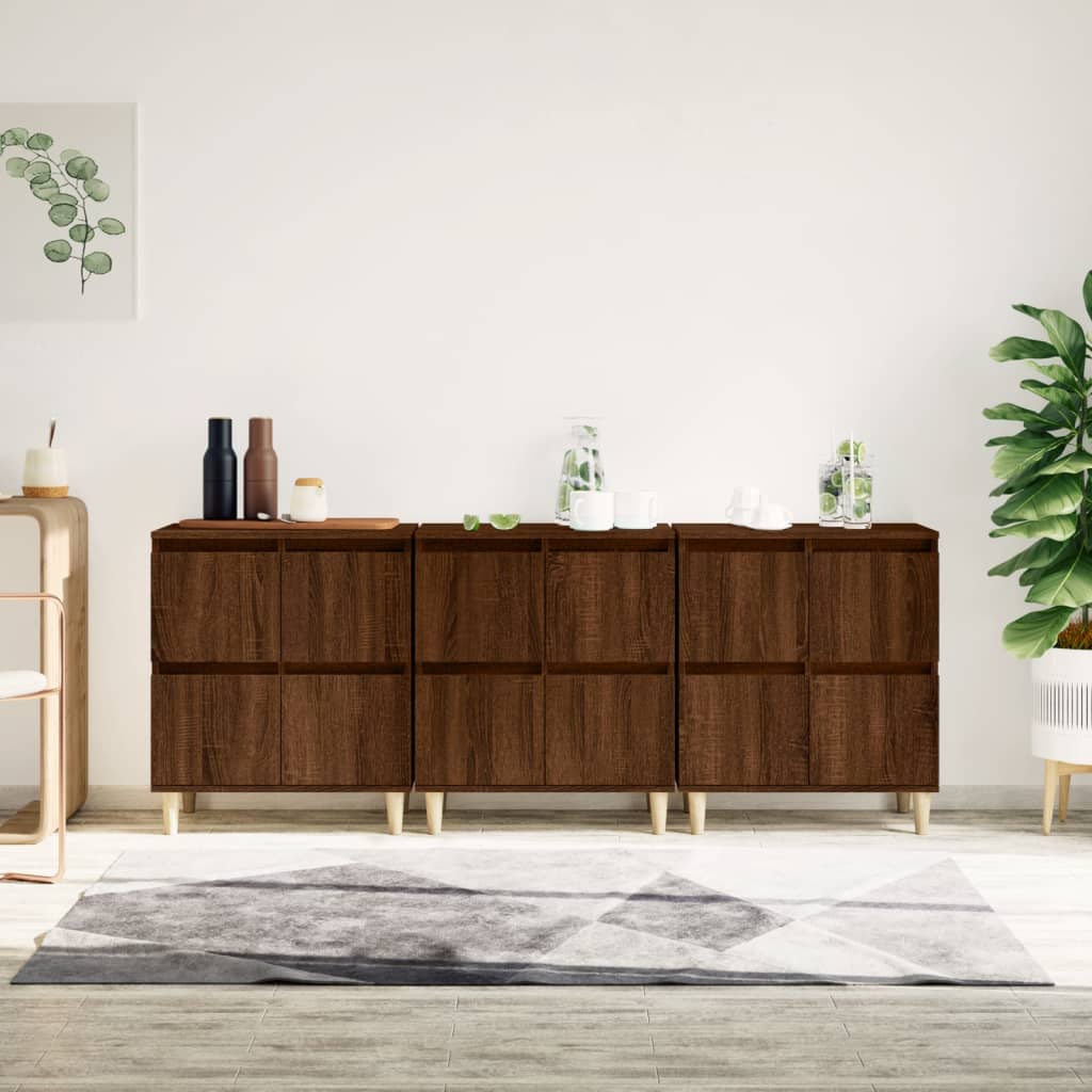 vidaXL Sideboards 3 pcs Brown Oak 60x35x70 cm Engineered Wood