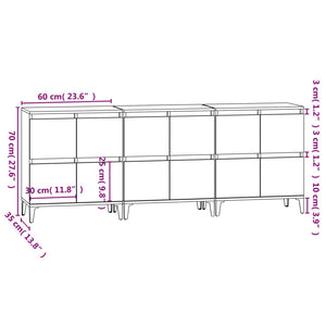 vidaXL Sideboards 3 pcs White 60x35x70 cm Engineered Wood