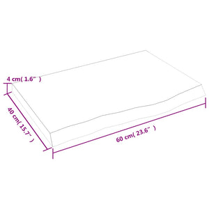 vidaXL Table Top 60x40x(2-4) cm Untreated Solid Wood Oak