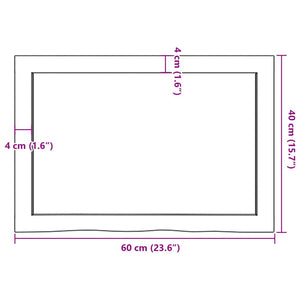 vidaXL Table Top 60x40x(2-4) cm Untreated Solid Wood Oak