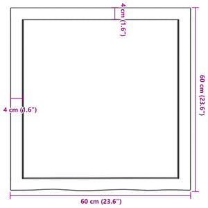 vidaXL Table Top 60x60x(2-4) cm Untreated Solid Wood Oak