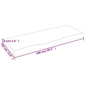 vidaXL Table Top 100x40x(2-6) cm Untreated Solid Wood Oak