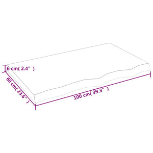 vidaXL Table Top 100x60x(2-6) cm Untreated Solid Wood Oak