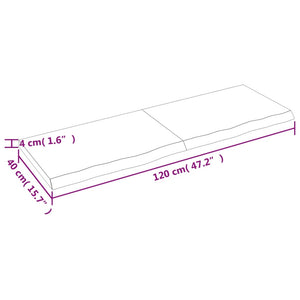 vidaXL Table Top 120x40x(2-4) cm Untreated Solid Wood Oak