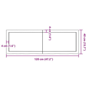 vidaXL Table Top 120x40x(2-4) cm Untreated Solid Wood Oak