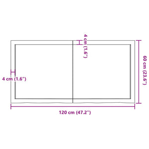 vidaXL Table Top 120x60x(2-4) cm Untreated Solid Wood Oak