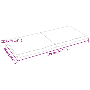 vidaXL Table Top 140x60x(2-4) cm Untreated Solid Wood Oak