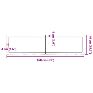 vidaXL Table Top 160x40x(2-6) cm Untreated Solid Wood Oak