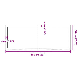 vidaXL Table Top 160x60x(2-6) cm Untreated Solid Wood Oak