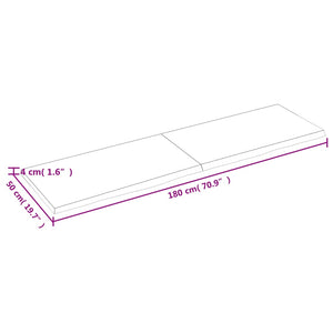 vidaXL Table Top 180x50x(2-4) cm Untreated Solid Wood Oak